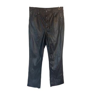 Zara Size 6 Faux Leather Pants Black Slim Fit 5-Pocket Design